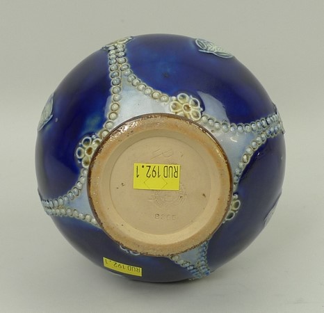 A Royal Doulton stoneware vase of long necked baluster form reserve decorated with floral sprigs - Image 2 of 2