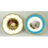 A Mintons porcelain plate, early 20th century, painted by F K Chiver with roses, gilt highlighted,