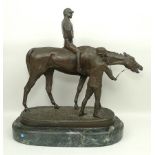 After John Willis Good (1845-79); bronze sculpture, Jockey and Groom,