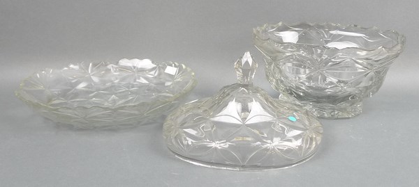 An Irish glass box, cover and stand, mid 19th century, of oval form, 23 by 21cm. - Image 2 of 2