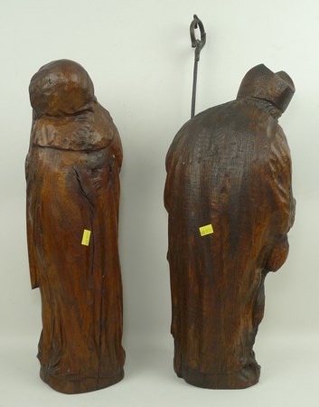 A Continental wooden sculpture modelled as St Nicholas with the three resurrected children in the - Image 2 of 3