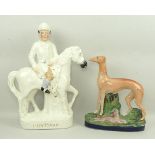 A Staffordshire figure of a greyhound, mid 19th century,
