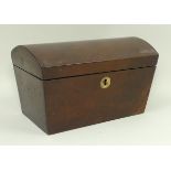 A walnut dome top tea caddy, 20 by 12 by 12cm.