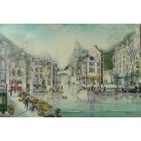 Aguilar (20th century): Le Bon Rivage, a French canal side scene, oil on canvas, signed lower right,