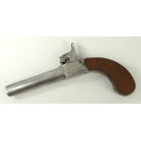 A 19th century percussion pocket pistol, with slab butt and folding trigger,