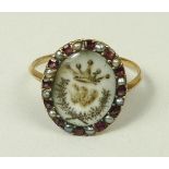 A George III period oval enamel betrothal ring decorated with a coronet, initial and wreath,