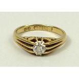 An 18ct gold and solitaire diamond ring, 0.25ct, Birmingham 1939, BHJ, size L, 3.5g.