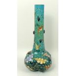 A Moser turquoise glass vase, late 19th century, of long necked, lobed form,