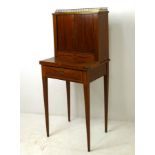 A satinwood and cross banded tambour fronted bonheur de jour, circa 1800,
