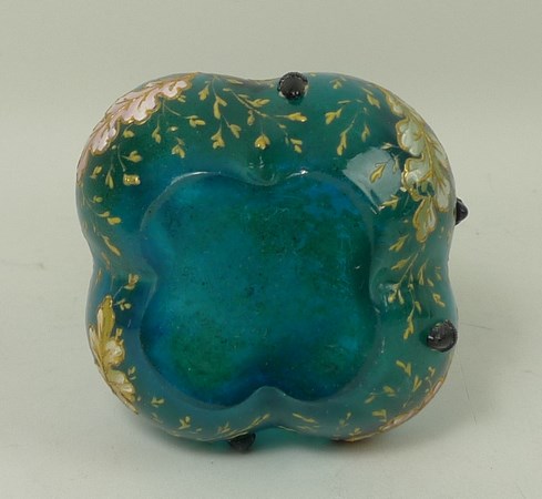 A Moser turquoise glass vase, late 19th century, of long necked, lobed form, - Image 4 of 4