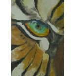 A modern giclee print on canvas of a tiger's eye, 54 by 76cm.