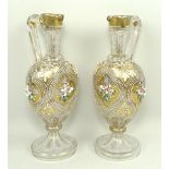 A pair of Venetian glass ewers of baluster form, early 20th century,