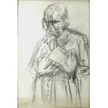 Feliks Topolski (Polish, 1907-1989): portrait of Pope Paul 6th, charcoal on paper,