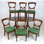 A set of six 19th century mahogany dining chairs, with upholstered padded seats,