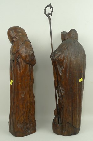 A Continental wooden sculpture modelled as St Nicholas with the three resurrected children in the - Image 3 of 3