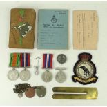 A quantity of militaria comprising two leather RAF identification tags for CE GOTT no.