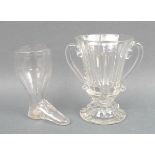 A George III glass stirrup cup of plain form, 10cm,