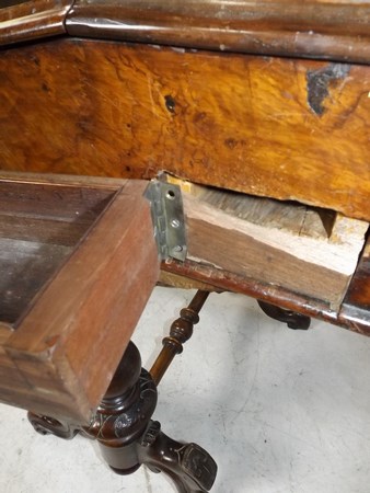 A 19th century rosewood Davenport desk, the writing slope lid with green leather skiver, - Image 5 of 5