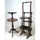 An Edwardian cake stand, and a two tier dumb waiter, 46 by 26 by 91cm high.
