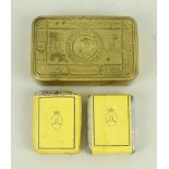 A Princess Mary 1914 brass Christmas box, containing monogrammed Christmas card,