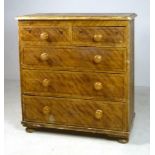 A Victorian painted faux satin walnut chest of two short and three long drawers raised on bun feet,