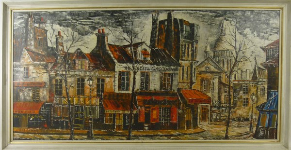 Caseriano (Spanish?) Montmartre, a street scene, oil on canvas, signed lower left and dated 1966, - Image 2 of 3