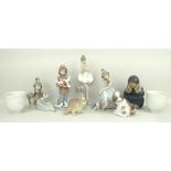 A group of Lladro porcelain figures, comprising; Pensive Eskimo Girl, no 12158,