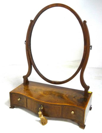 A 19th century mahogany oval toilet mirror, - Image 2 of 4