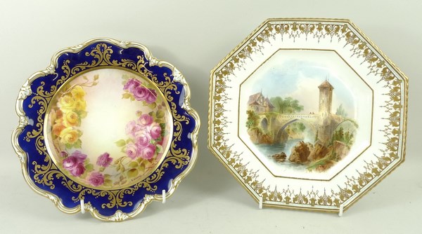 A George Jones porcelain cabinet plate, late 19th century, painted by T Birbeck, signed,