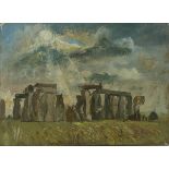Betty Lawrence (20th Century): Stonehenge, Wiltshire, impasto oil on canvas, with details verso,