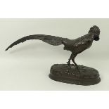 Germaine Demay (French, 1819-1886); a bronze figure of a cock pheasant, on a naturalistic oval base,