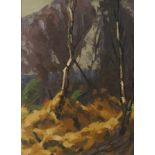 James Fry: Birches and Bracken, Corfe Castle, impasto oils on board, unsigned with details verso,