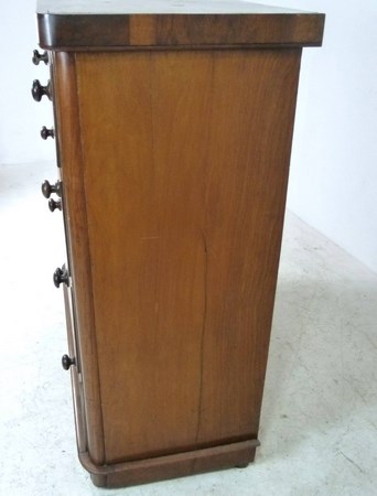 A Victorian rosewood and mahogany chest of drawers, with two short over three long drawers, - Image 3 of 5