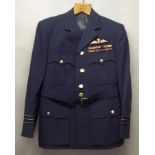 An RAF Wing Commander's service dress uniform, with ribbon bars including the AFC and DFC and bar,