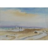 Cuthbert Bell (b.1866): 'The Seaside', watercolour, signed and dated '90, 35 by 50cm.