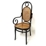 An Italian bentwood and cane high back chair, Hoffman design, by SL Marchio D Fabbrica,