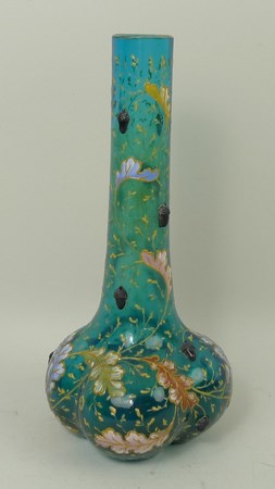 A Moser turquoise glass vase, late 19th century, of long necked, lobed form, - Image 3 of 4