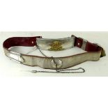 A Victorian officer's dress pouch and belt, with silver mounts and chains,