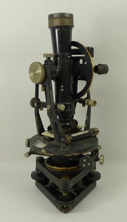 An E R Watts theodolite on a tripod case, 35cm high, cased. - Image 4 of 5