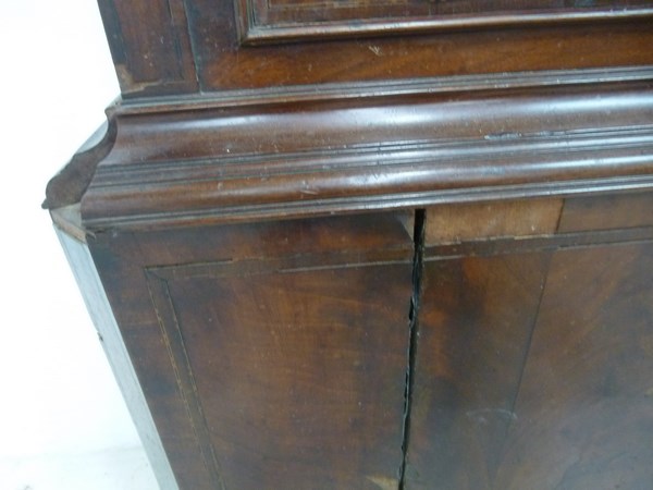 A George III mahogany longcase clock, white painted dial with domed face, - Image 7 of 11