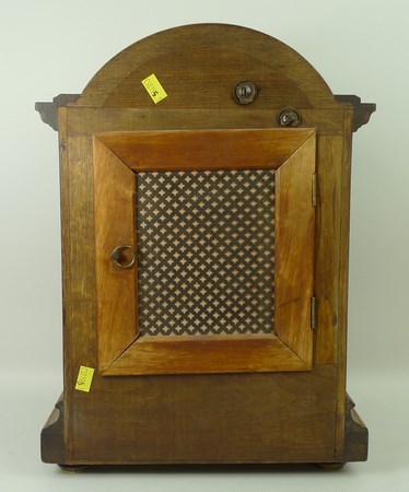 A bracket clock in a mahogany case with Westminster chimes, silvered dial bearing Roman numerals, - Image 3 of 4