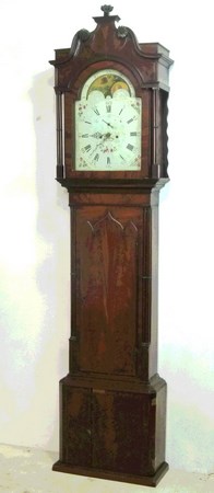 A George III mahogany longcase clock, white painted dial with domed face, - Image 2 of 11