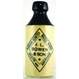 NEATH & ABERDARE GINGER BEER BOTTLE. 6.75ins tall, st. blue top, black transfer ‘WINDSOR AERATED