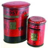 PAIR OF PILLAR BOX TINS. Red & black ‘J.S. FRY & SONS LTD’ plus ‘EDMOND-SONS/ RED/ SEAL/ TOFFEE’