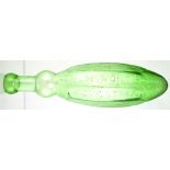 RETFORD BULB NECK FACETTED HAMILTON. 9.75ins long, aqua glass embossed ‘W. UNSWORTH/ GROVE STREET/