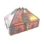 An Indian painted wood domed lid casket,