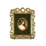 A small German oval porcelain plaque, la