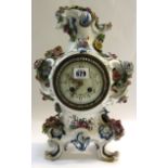 A Continental porcelain mantel clock, th