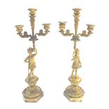 A pair of Continental gilt bronze three