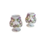 A pair of Derby porcelain pear shaped va